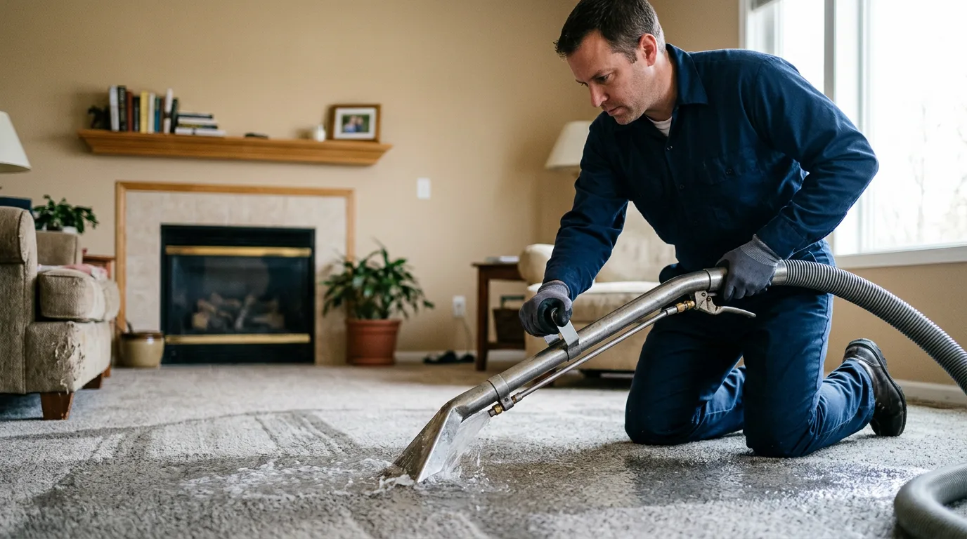 Water damage restoration technician working near Madison, CA